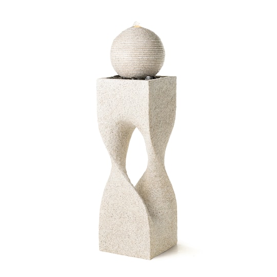 Glitzhome® 36.5" LED Modern Faux Terrazzo Geometric Outdoor Fountain